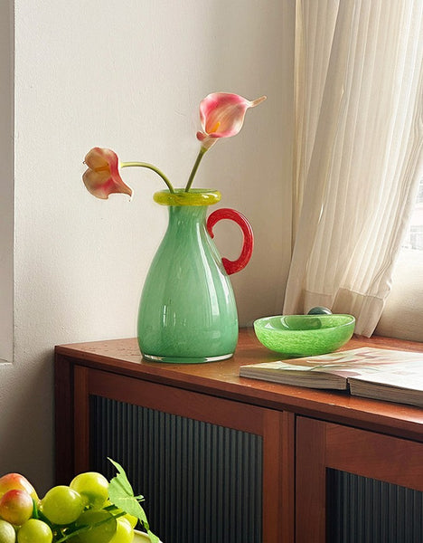 Small Flower Vase, Modern Glass Flower Vases, Handmade Glass Bud Vases, Water Holding Flower Vases, Flower Vases on Table