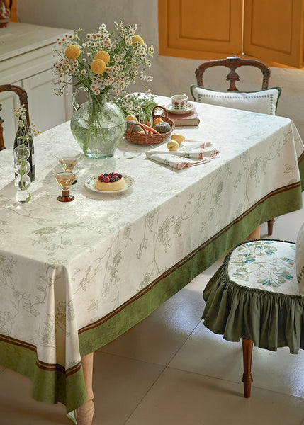 Spring Green Flower Table Covers, Large Modern Rectangle Tablecloth for Dining Table for Round Table, Farmhouse Table Cloth for Oval Table, Square Tablecloth for Kitchen-Paintingforhome