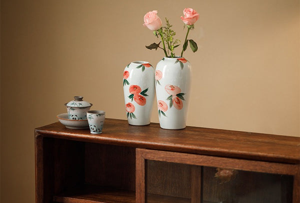 Handmade Water Holding Flower Vases, Modern Flower Vase Centerpiece on Table, Porcelain Flower Vases, Ceramic Bouquet Vases-Paintingforhome