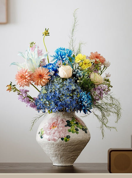 Modern Porcelain Flower Vases, Flower Vases on Table, Handmade Water Holding Flower Vases, Centerpiece on Dining Table, Ceramic Bouquet Vases-Paintingforhome