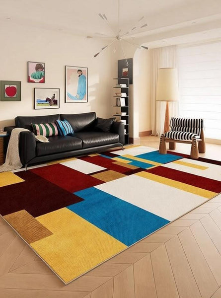 Colorful Abstract Rugs for Dining Room, Modern Living Room Rug Ideas, Mid Century Modern Rugs, Geometric Contemporary Carpets