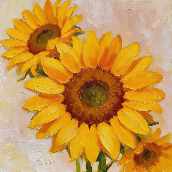 Sunflowers in Full Bloom, Still Life Painting, Hand Painted Canvas Art, Original Flower Paintings, Buy Small Paintings Online, Small Canvas Artwork-Paintingforhome