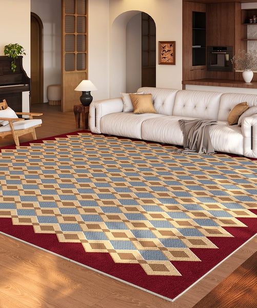 Unique Modern Rugs for Dining Room, Mid Century Modern Rugs Next to Bed, Geometric Contemporary Rugs for Living Room, Abstract Modern Carpets for Living Room