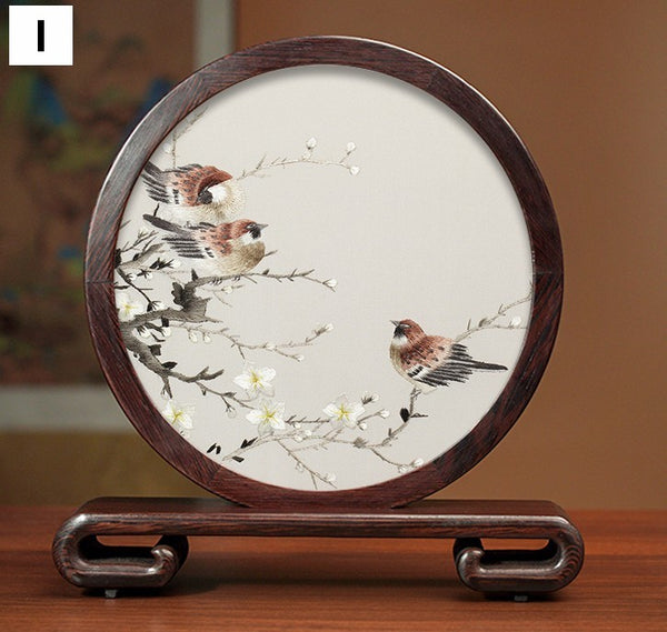 Beautiful Flower and Birds Silk Embroidery Ornaments, Traditional Chinese Suzhou Silk Embroidery, Exclusive Business Presents, Creative Birthday Gift, Premium Souvenir-Paintingforhome