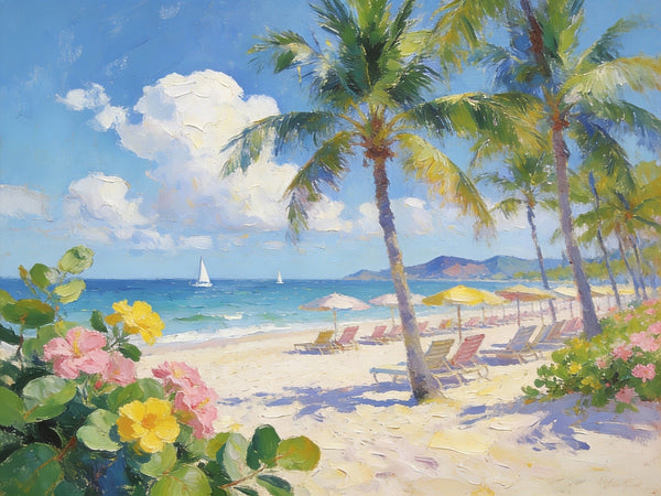 Small Wall Paintings, Florida Beach in Spring, Simple Painting Ideas, Landscape Canvas Paintings, On Canvas Small Paintings, Hand Painted Wall Art-Paintingforhome