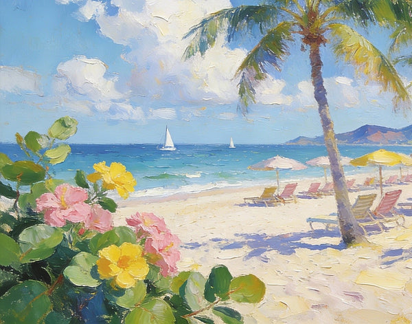 Small Wall Paintings, Florida Beach in Spring, Simple Painting Ideas, Landscape Canvas Paintings, On Canvas Small Paintings, Hand Painted Wall Art-Paintingforhome