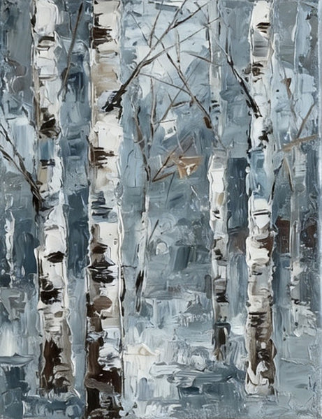 Small Canvas Wall Art Paintings, Original Landscape Paintings, Winter Birch Tree Painting, Original Artwork for Sale, Hand Painted Canvas Art, Impasto Heavy Texture Art