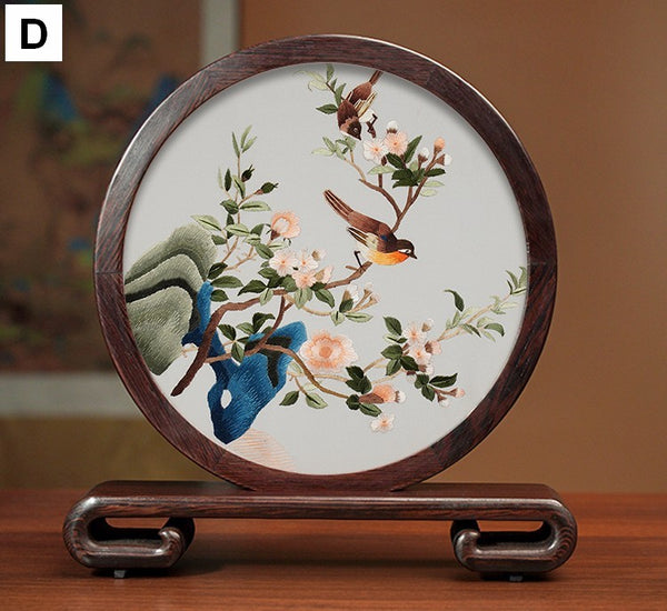 Elegant Silk Embroidery Ornaments, Traditional Chinese Suzhou Flower and Birds Silk Embroidery, Exclusive Business Presents, Creative Birthday Gift, Premium Souvenir-Paintingforhome