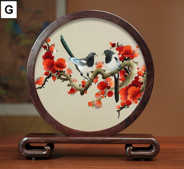 Elegant Silk Embroidery Ornaments, Traditional Chinese Suzhou Flower and Birds Silk Embroidery, Exclusive Business Presents, Creative Birthday Gift, Premium Souvenir-Paintingforhome