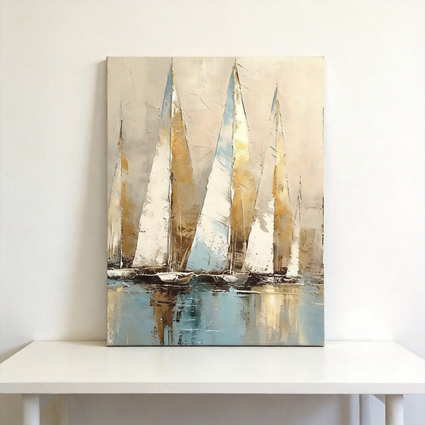 Original Abstract Paintings, Hand Painted Canvas Art, Abstract Sail Boats Painting, Original Small Paintings, Buy Small Art Online-Paintingforhome