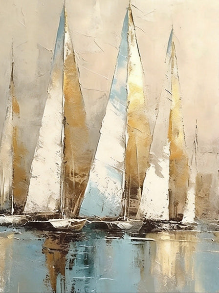 Original Abstract Paintings, Hand Painted Canvas Art, Abstract Sail Boats Painting, Original Small Paintings, Buy Small Art Online-Paintingforhome
