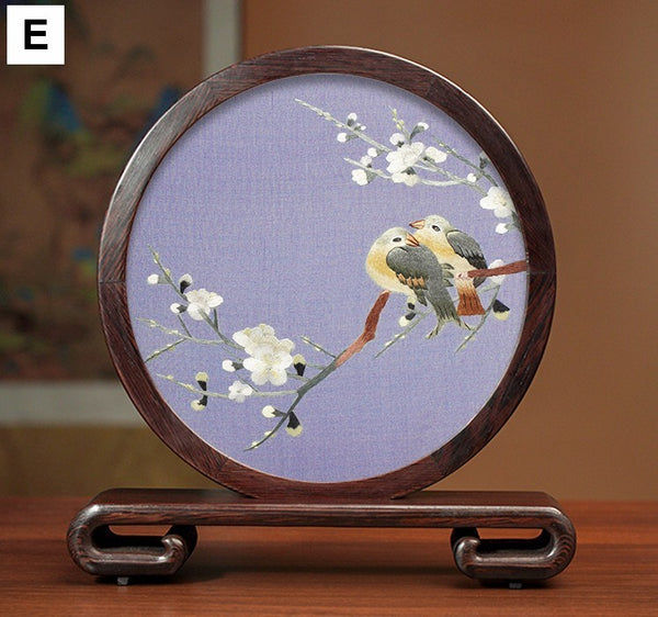 Elegant Silk Embroidery Ornaments, Traditional Chinese Suzhou Flower and Birds Silk Embroidery, Exclusive Business Presents, Creative Birthday Gift, Premium Souvenir-Paintingforhome