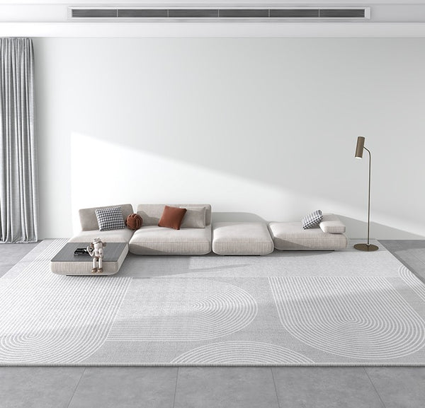 Bedroom Modern Rugs, Large Grey Geometric Floor Carpets, Abstract Modern Area Rugs under Dining Room Table, Modern Living Room Area Rugs-Paintingforhome
