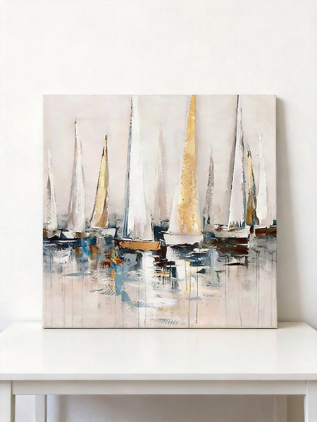 Original Abstract Paintings, Abstract Sail Boats Painting, Small Acrylic Painting on Canvas, Small Canvas Artwork, Hand Painted Canvas Art, Buy Small Paintings Online-Paintingforhome