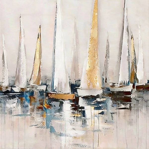 Original Abstract Paintings, Abstract Sail Boats Painting, Small Acrylic Painting on Canvas, Small Canvas Artwork, Hand Painted Canvas Art, Buy Small Paintings Online-Paintingforhome