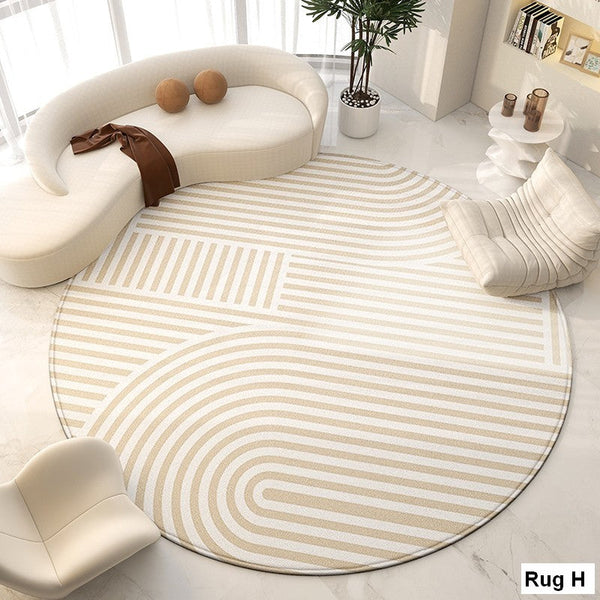 Abstract Modern Area Rugs for Bedroom, Circular Modern Rugs under Chairs, Geometric Round Rugs for Dining Room, Contemporary Modern Rug for Living Room-Paintingforhome