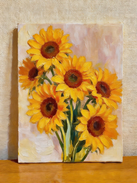 Original Flower Paintings, Blooming Sunflowers, Hand Painted Canvas Art, Original Oil Paintings, Small Canvas Artwork