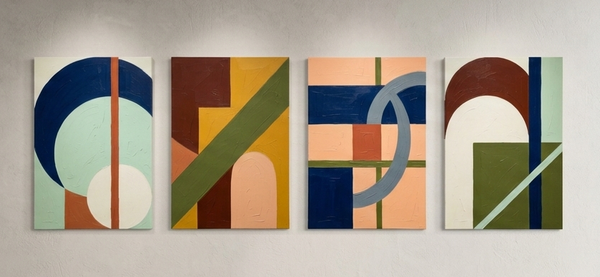 Modern Paintings for Living Room, Multi Panel Wall Art Paintings, Abstract Geometric Artwork