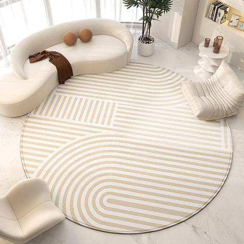 Living Room Contemporary Modern Rugs, Modern Area Rugs for Bedroom, Geometric Round Rugs for Dining Room, Circular Modern Rugs under Chairs-Paintingforhome