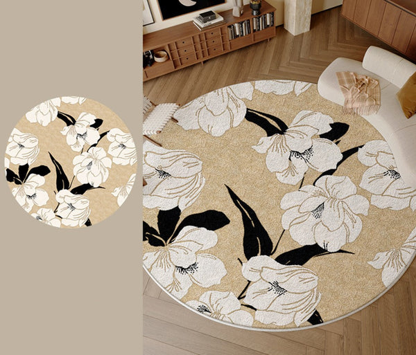 Bedroom Abstract Modern Area Rugs, Circular Modern Rugs under Chairs, Geometric Round Rugs for Dining Room, Contemporary Modern Rug for Living Room-Paintingforhome