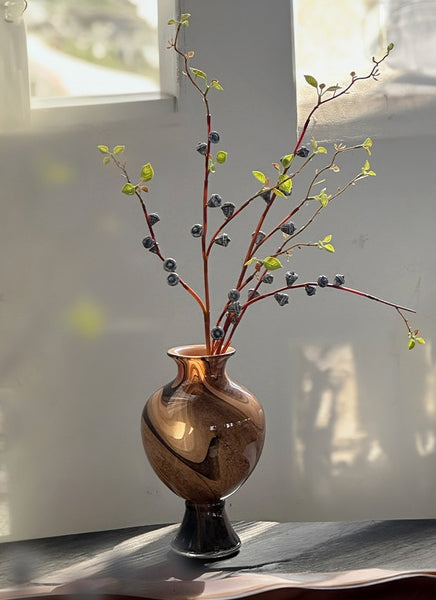 Vintage Glass Flower Vases, Water Holding Flower Vases, Handmade Glass Bud Vases, Flower Vases on Table-Paintingforhome