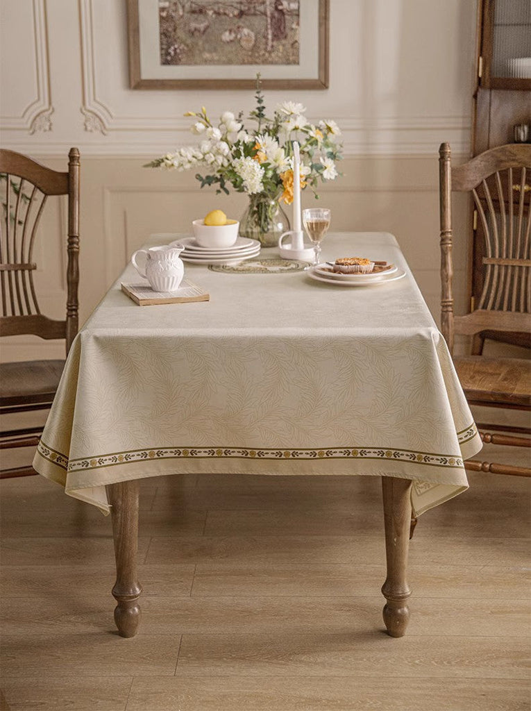 Cream Color Table Cover for Dining Room Table, French Style Tablecloth ...
