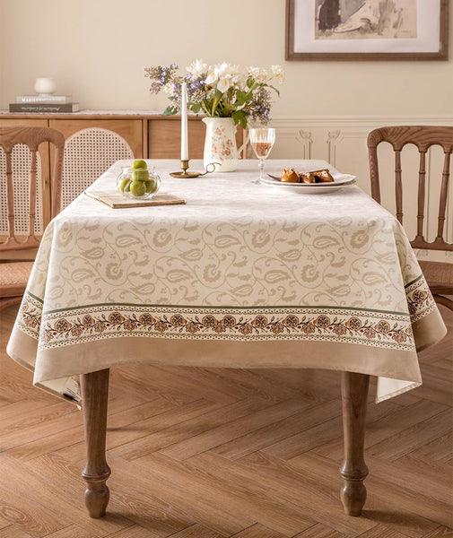 Kitchen Table Cover, Flower Tablecloth for Round Table, Elegant Table Cover for Dining Room Table, Modern Rectangle Tablecloth for Oval Table-Paintingforhome