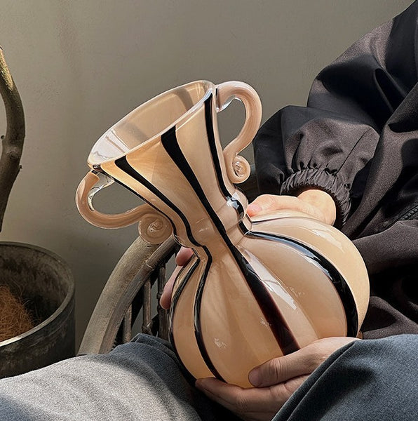 Modern Glass Flower Vases, Glass Flower Vases, Handmade Glass Bud Vases, Water Holding Flower Vases, Flower Vases on Table-Paintingforhome