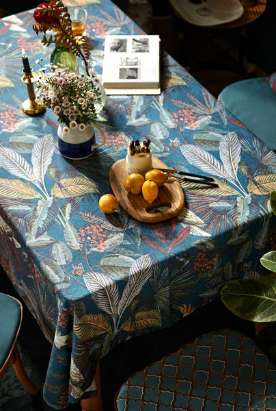 Large Modern Tablecloth Ideas for Dining Room Table, Tropical Rainforest Parrot Table Cover, Outdoor Picnic Tablecloth, Rectangular Tablecloth for Round Table-Paintingforhome