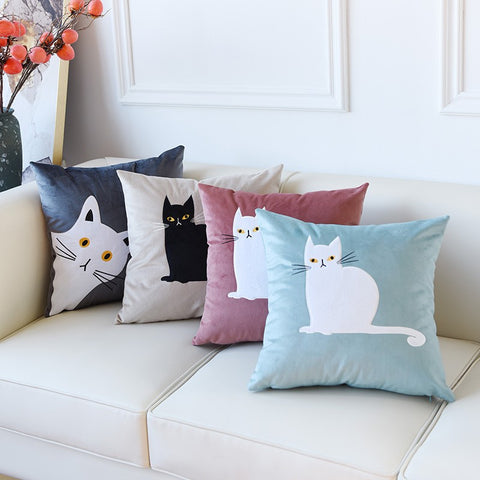 Cat Decorative Throw Pillows for Couch, Modern Sofa Decorative Pillows, Lovely Cat Pillow Covers for Kid's Room, Modern Decorative Throw Pillows-Paintingforhome