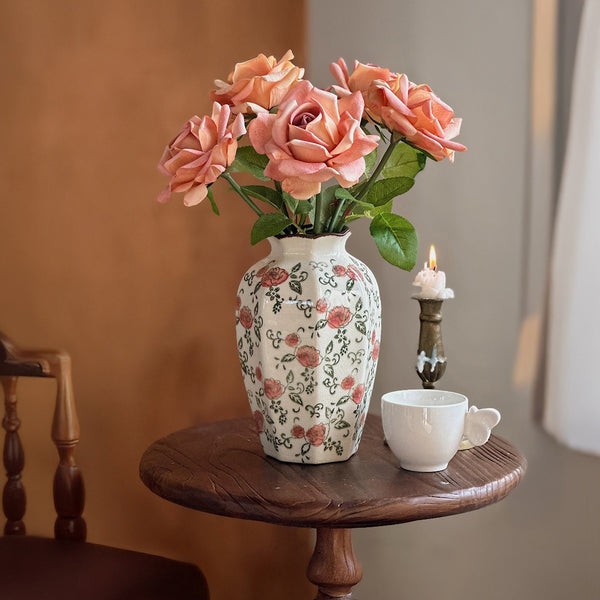 Rustic Porcelain Flower Vases, Handmade Water Holding Flower Vases, Ceramic Bouquet Vases, Tall Flower Vases on Table-Paintingforhome