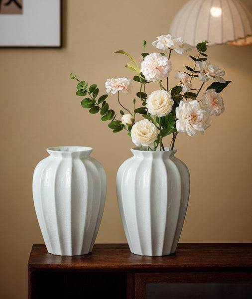 Centerpiece Ceramic Bud Vases, Porcelain Flower Vases, Large Flower Vases on Table, Handmade Water Holding Flower Vase-Paintingforhome