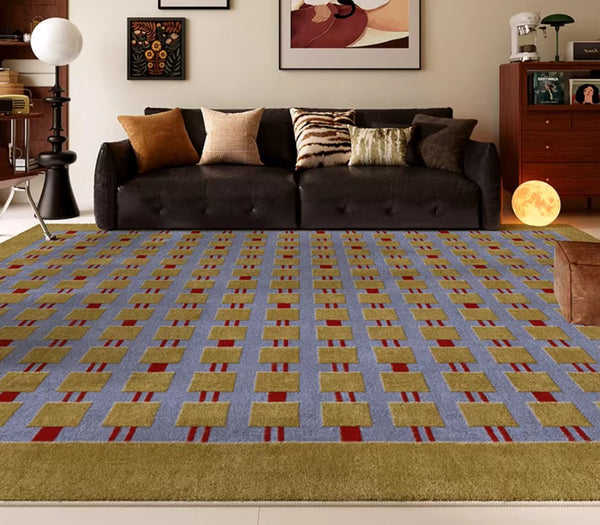 Mid Century Modern Rugs for Living Room, Vintage Area Rugs for Bedroom, Large Contemporary Area Rugs for Dining Room-Paintingforhome