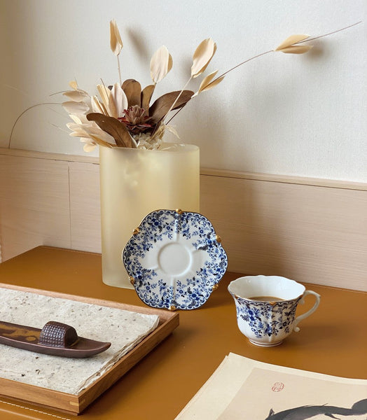 French Style China Porcelain Tea Cup Saucer Set, 7.8 oz Tea Cup and Saucers, Royal Ceramic Cups, Elegant Vintage Ceramic Coffee Cups for Traditional Afternoon Tea-Paintingforhome