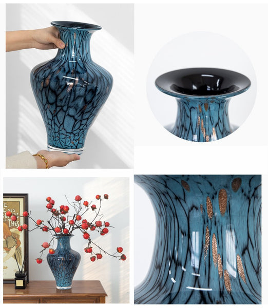 Handmade Liuli Vases, Centerpiece Vases on Table, Colored Glaze Vase for Modern Home Decor, Glass Bud Vases, Bouquet Flower Vase-Paintingforhome
