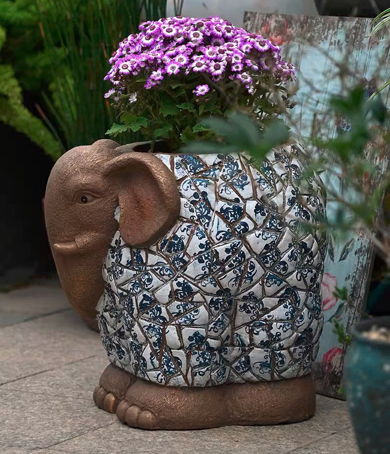 large elephant plant pot Unique Garden Flowerpot, Large Elephant Flowerpot, Resin Statue for Ga –  Paintingforhome
