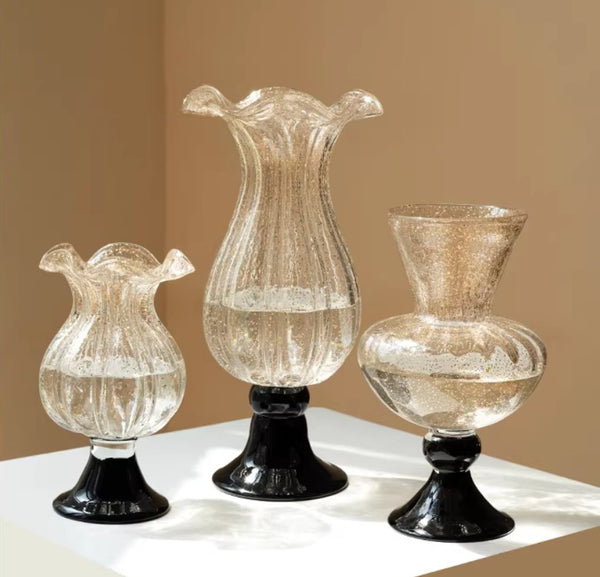 Mid Century Vases for Flowers, Contemporary Glass Vases, Handmade Modern Vases for Living Room, Unique Decorative Glass Vase, Centerpiece Vases on Table-Paintingforhome