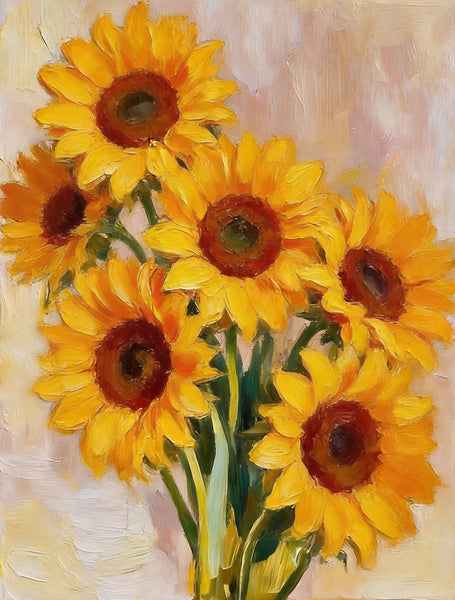 Original Flower Paintings, Blooming Sunflowers, Hand Painted Canvas Art, Original Oil Paintings, Small Canvas Artwork