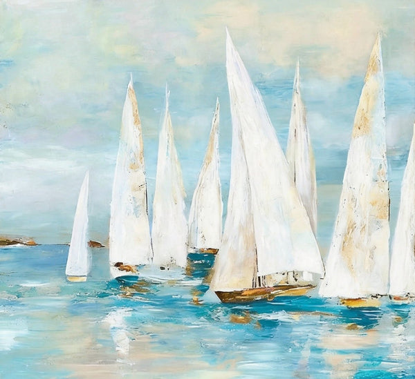 Small Acrylic Painting on Canvas, Original Abstract Paintings, Abstract Sail Boats Painting, Small Canvas Artwork, Hand Painted Canvas Art, Buy Small Paintings Online-Paintingforhome