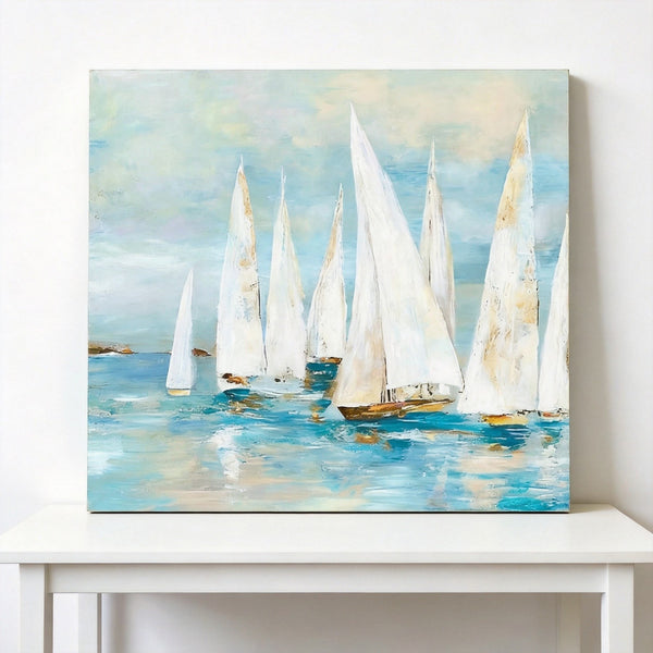 Small Acrylic Painting on Canvas, Original Abstract Paintings, Abstract Sail Boats Painting, Small Canvas Artwork, Hand Painted Canvas Art, Buy Small Paintings Online-Paintingforhome