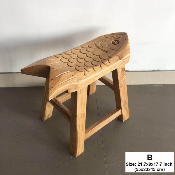 Handmade Solid Wood low Stool, Creative Shoe-changing Stool, Old Elm Wood Stool, Children's Wooden Stool, Sofa Stool, Dining Table Stool-Paintingforhome