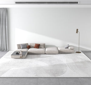 Large Grey Geometric Floor Carpets, Modern Living Room Area Rugs, Abstract Modern Area Rugs under Dining Room Table, Bedroom Modern Rugs-Paintingforhome