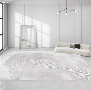 Modern Living Room Area Rugs, Large Grey Geometric Floor Carpets, Abstract Modern Area Rugs under Dining Room Table, Bedroom Modern Rugs-Paintingforhome