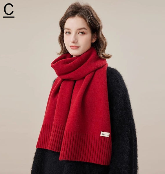 Casual Scarf for Women, Fashion Designer Scarf, Cold Weather Scarf, Red Winter Scarf, Modern Wool Scarf for Women, Soft Cashmere Scarf for Women-Paintingforhome