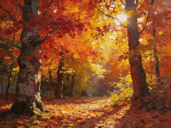 Small Wall Paintings, Autumn Woods, A Luminous Forest Landscape, Small Oil Paintings on Canvas, Original Artwork Small Paintings, Hand Painted Canvas Art, Heavy Texture Oil Paintings-Paintingforhome