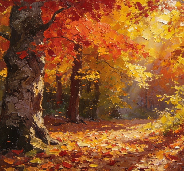 Small Wall Paintings, Autumn Woods, A Luminous Forest Landscape, Small Oil Paintings on Canvas, Original Artwork Small Paintings, Hand Painted Canvas Art, Heavy Texture Oil Paintings-Paintingforhome