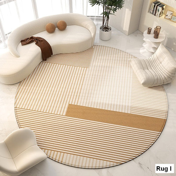 Living Room Contemporary Modern Rugs, Modern Area Rugs for Bedroom, Geometric Round Rugs for Dining Room, Circular Modern Rugs under Chairs-Paintingforhome