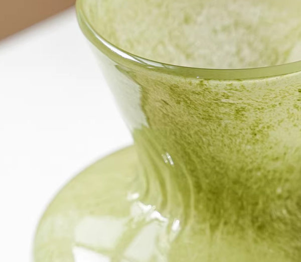 Modern Glass Vase for Flowers, Mid Century Glass Vases, Handmade Modern Vases for Living Room, Unique Decorative Glass Vase, Centerpiece Contemporary Vases on Table-Paintingforhome