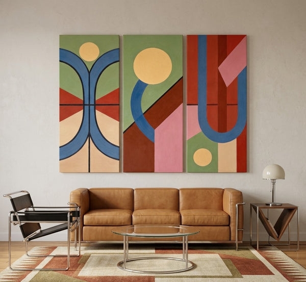 Multi Panel Canvas Art, Large Group Paintings, Geometric Abstract Paintings, Modern Paintings for Living Room