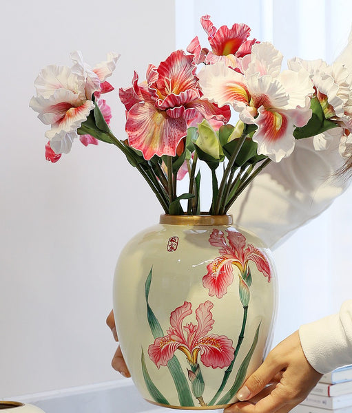 Large Flower Vases on Dining Table, Porcelain Flower Vases, Centerpiece Ceramic Bouquet Vases, Handmade Modern Flower Vase-Paintingforhome